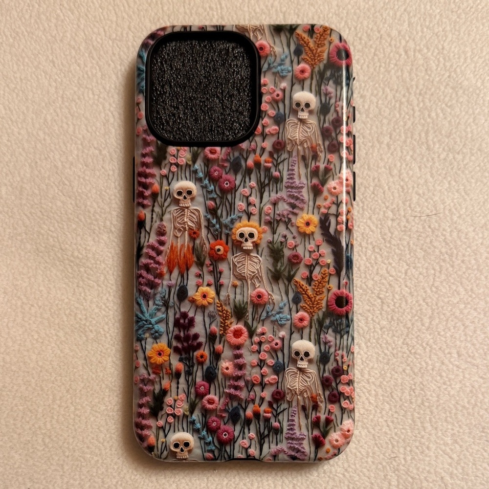 Vintage skeletons in bloom iPhone case